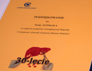 dyplom dla autogali od centrum zdrowia dziecka